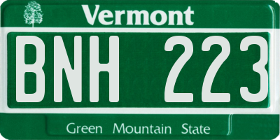 VT license plate BNH223