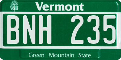 VT license plate BNH235