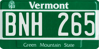 VT license plate BNH265