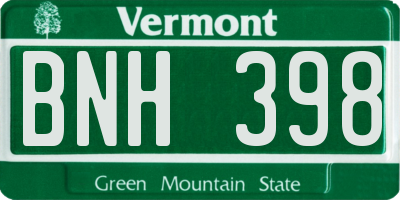 VT license plate BNH398
