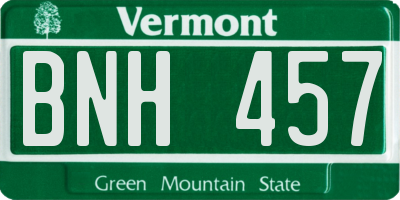 VT license plate BNH457