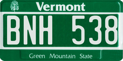 VT license plate BNH538