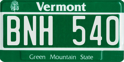 VT license plate BNH540