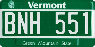 VT license plate BNH551