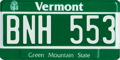 VT license plate BNH553
