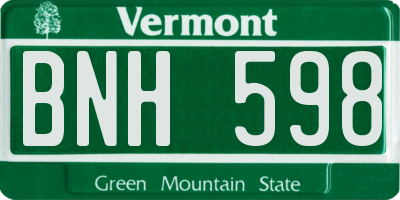 VT license plate BNH598