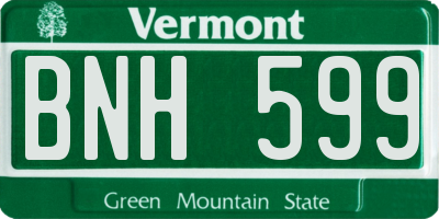 VT license plate BNH599
