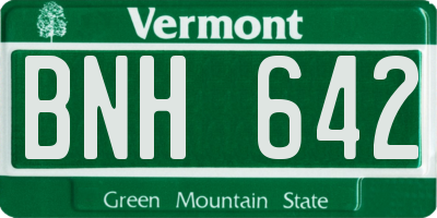VT license plate BNH642