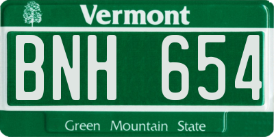 VT license plate BNH654