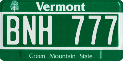 VT license plate BNH777
