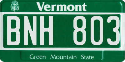 VT license plate BNH803