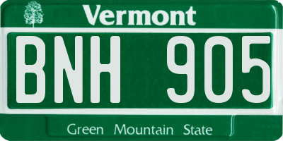 VT license plate BNH905