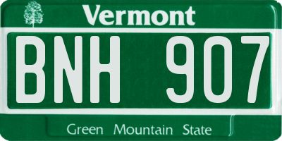 VT license plate BNH907