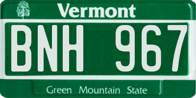 VT license plate BNH967