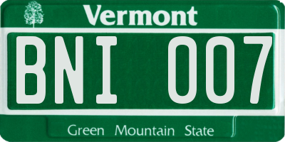 VT license plate BNI007
