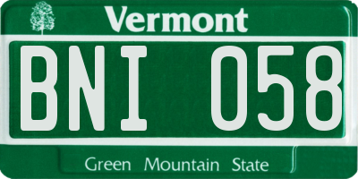 VT license plate BNI058