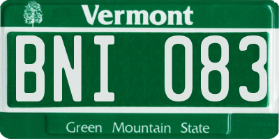 VT license plate BNI083