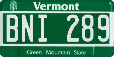 VT license plate BNI289