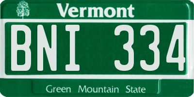 VT license plate BNI334