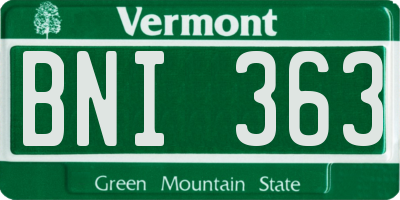 VT license plate BNI363