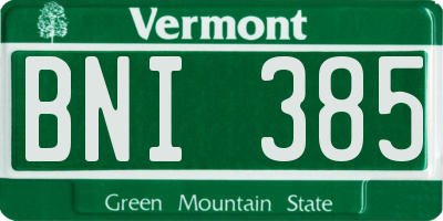 VT license plate BNI385