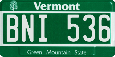VT license plate BNI536