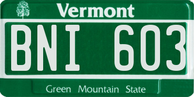 VT license plate BNI603