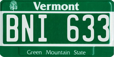 VT license plate BNI633