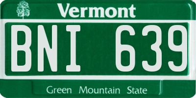 VT license plate BNI639