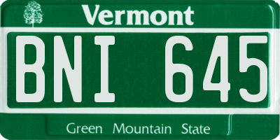 VT license plate BNI645