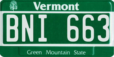 VT license plate BNI663