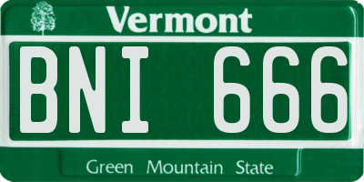 VT license plate BNI666