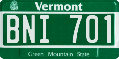 VT license plate BNI701