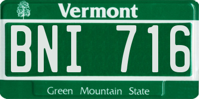 VT license plate BNI716