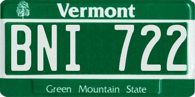 VT license plate BNI722