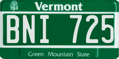 VT license plate BNI725