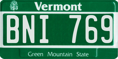 VT license plate BNI769