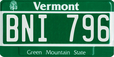 VT license plate BNI796