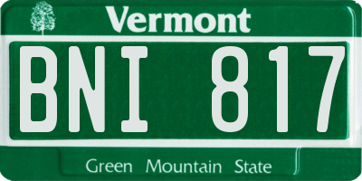 VT license plate BNI817