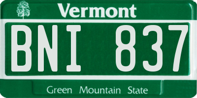 VT license plate BNI837