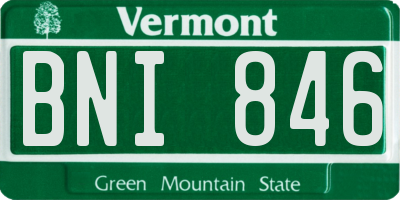 VT license plate BNI846