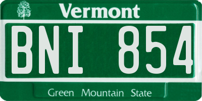 VT license plate BNI854