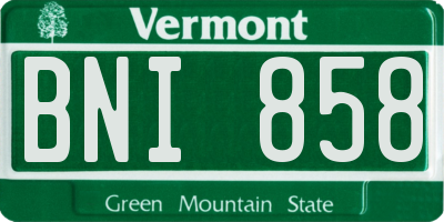 VT license plate BNI858