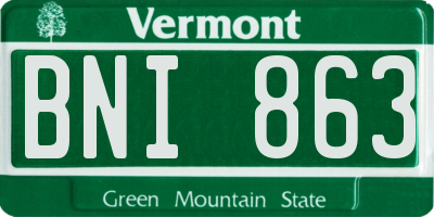VT license plate BNI863
