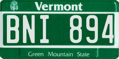 VT license plate BNI894