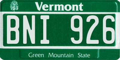 VT license plate BNI926