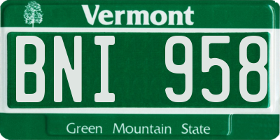 VT license plate BNI958