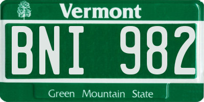VT license plate BNI982