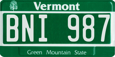 VT license plate BNI987