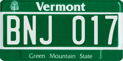 VT license plate BNJ017